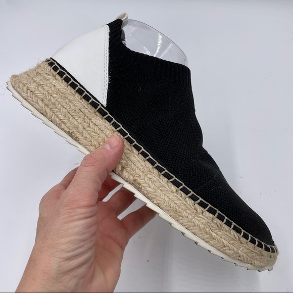 Marc Fisher LTD Jilly Black Textile White Leather Espadrille Sneaker